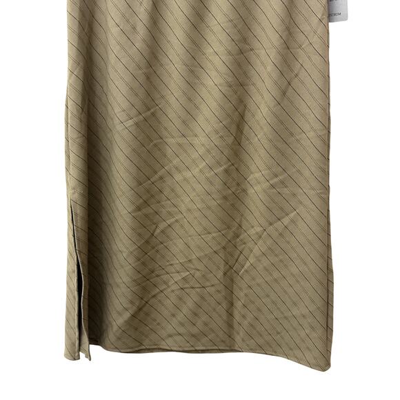 Forgotten Grace Pull-On Skirt Midi Side Slit Pinstripe Tan Black Women's M NWOT - Picture 3 of 8